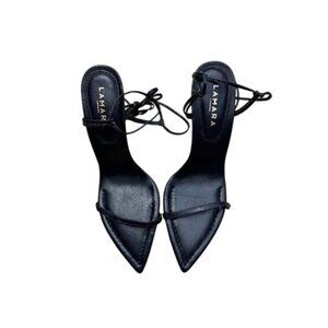 LAMARA LONDON SWEET LOVER  Ankle Tie Sandals in Black